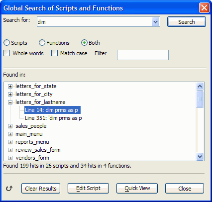 Global Search Of Scripts And Functions